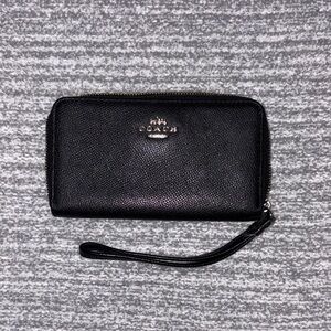 Coach Black Textured Leather Wristlet